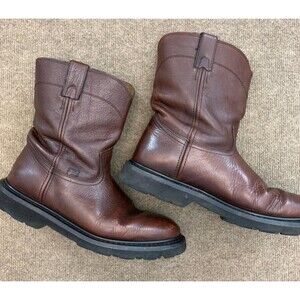 Justin Boots Mens 12 Leather Screwdriver Light Work Brown Pull-On WK4905